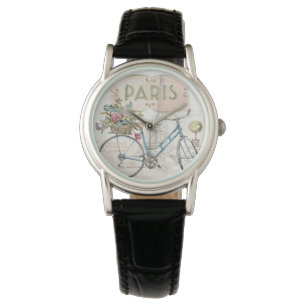 Paris cykel med blommor armbandsur