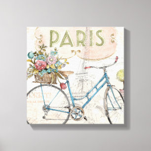 Paris cykel med blommor canvastryck