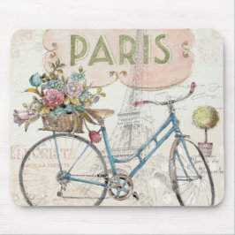 Paris cykel med blommor musmatta