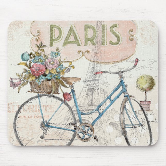 Paris cykel med blommor musmatta (Framsidan)