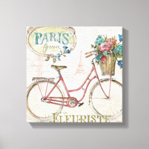 Paris cykel med främre blommor canvastryck