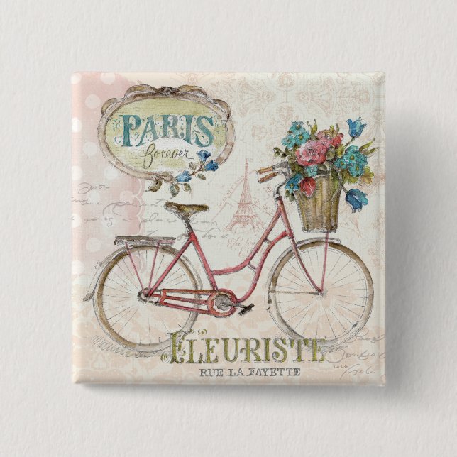 Paris cykel med främre blommor knapp (Framsida)