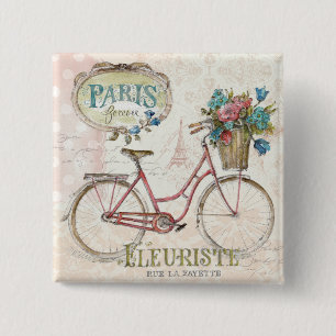 Paris cykel med främre blommor knapp
