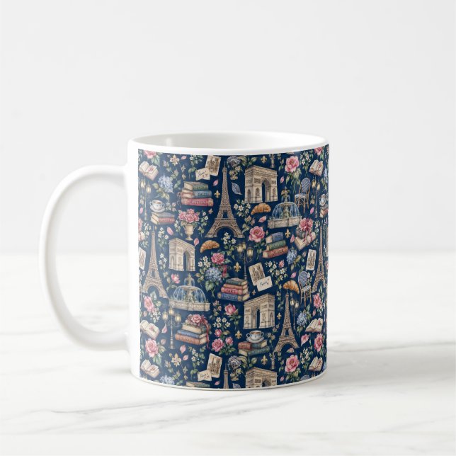 Paris Dark Icons Chic Design Kaffemugg (Vänster)