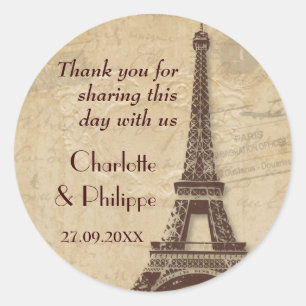 Paris Destination Wedding Runt Klistermärke