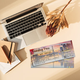 Paris Destinationsboardingpass Bröllop Inbjudningar
