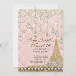 Paris Diamond och Pearls Födelsedagsfest inbjudan