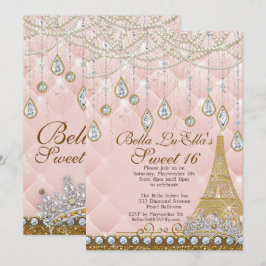 Paris Diamond och Pearls Födelsedagsfest inbjudan