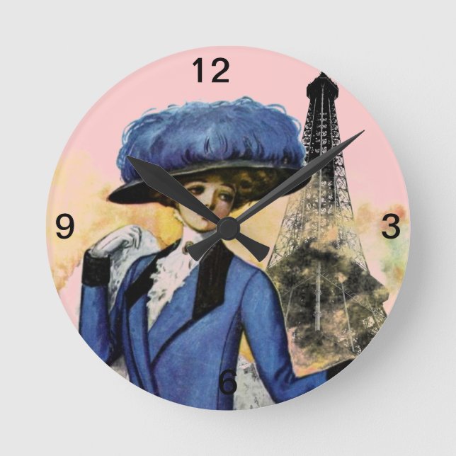 Paris Dreams Clock Rund Klocka (Framsida)