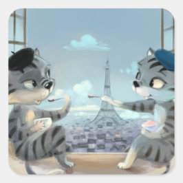 Paris efter dag Classic Square Stickers Fyrkantigt Klistermärke