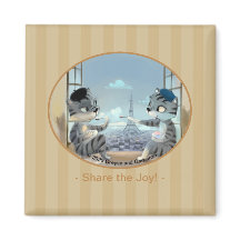 Paris efter Day Square Magnet 2 inch - Joy