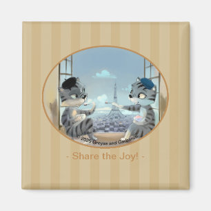 Paris efter Day Square Magnet 2 inch - Joy
