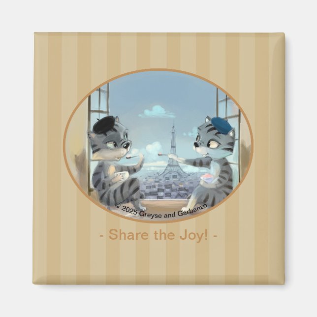Paris efter Day Square Magnet 2 inch - Joy (Framsidan)