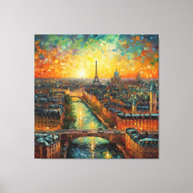 Paris efter natt van Gogh stil Canvastryck (Framsida)