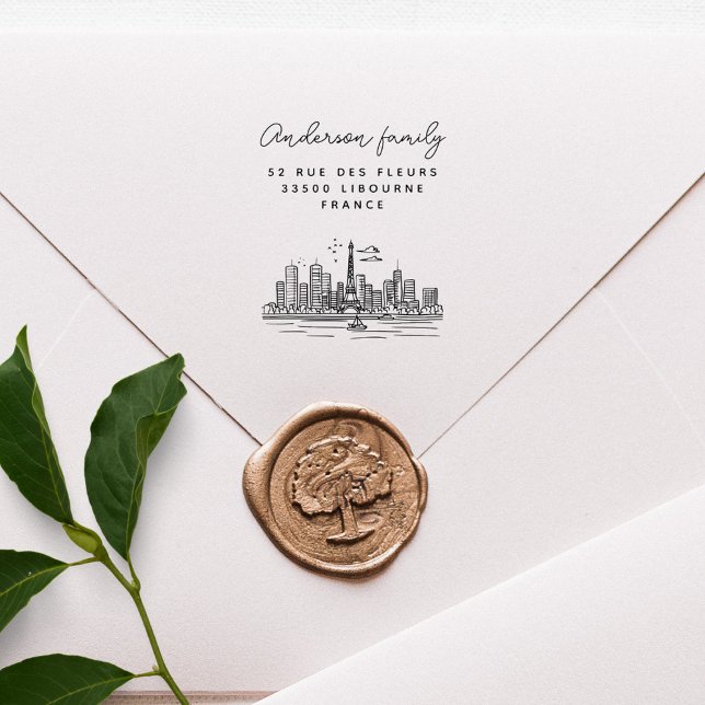 Paris Eiffel Custom Name Handdragen Returadress Stämpel (Skapare uppladdad)