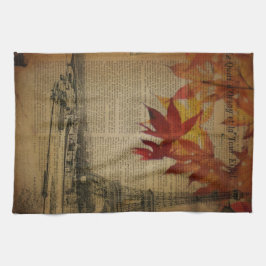 paris eiffel för höstlönnlövnedgång torn kökshandduk