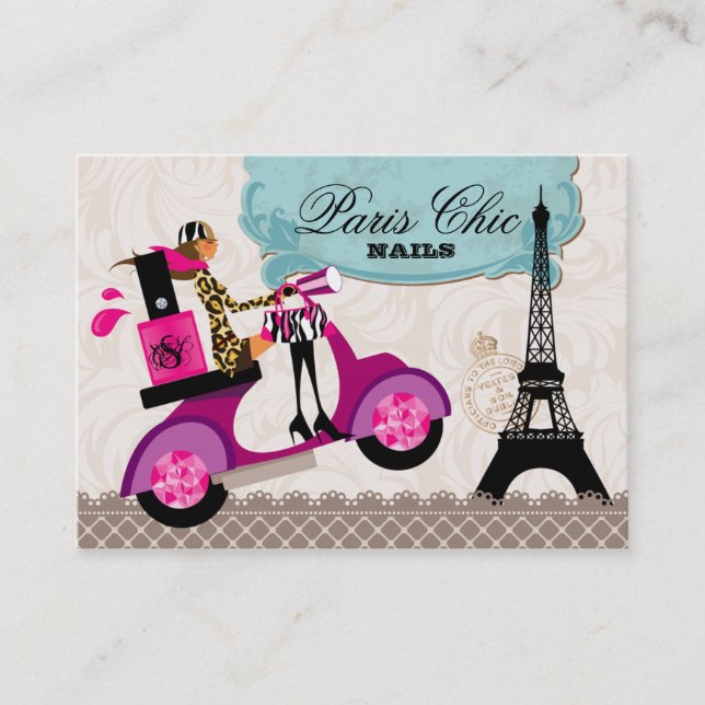Paris Eiffel för nagelsalongsparkcykel torn Visitkort (Framsida)
