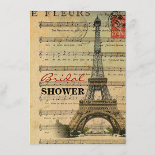 paris eiffel för vintagemusik noterfransk torn inbjudningar