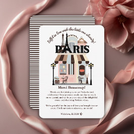 Paris Eiffel Förälskad Fransk Café Baby Shower  Tack Kort