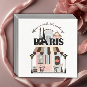 Paris Eiffel i Kärlek Fransk Cafe Baby Shower Pappersservett