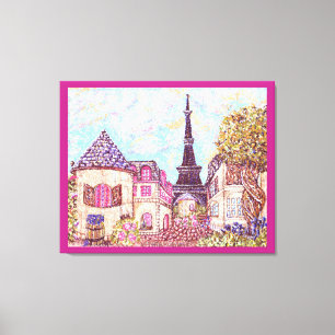 Paris Eiffel inspirerade pointillismens landskapsl Canvastryck