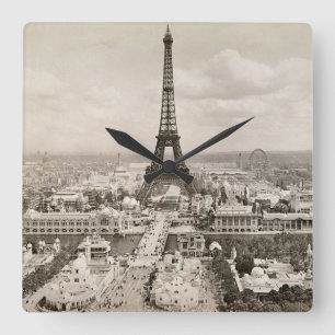 Paris: Eiffel torn, 1900 Fyrkantig Klocka