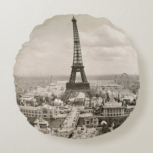 Paris: Eiffel torn, 1900 Rund Kudde (Framsidan)