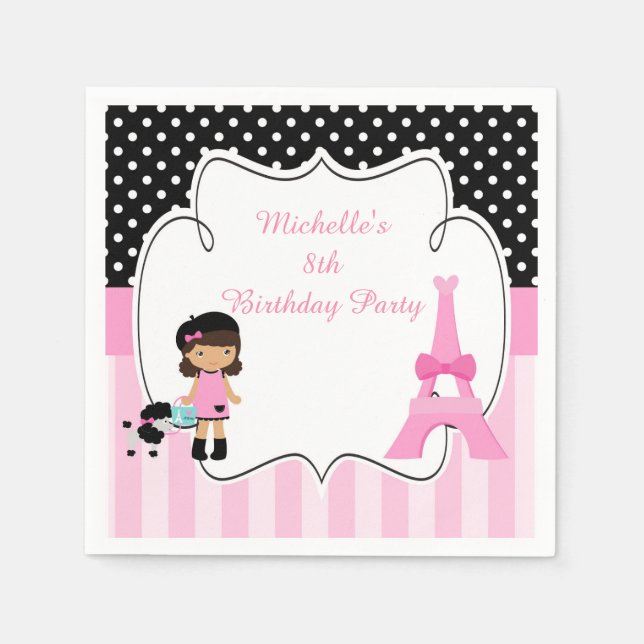 Paris Eiffel Torn African American Girl Pappersservett (Framsidan)