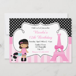 Paris Eiffel Torn African American Girl Party Inbjudningar
