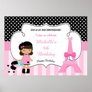 Paris Eiffel Torn African American Girl Poster