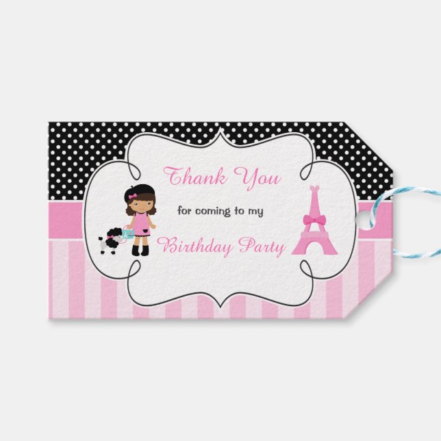 Paris Eiffel Torn African American Girl Presentetikett (Framsidan (Horisontell))