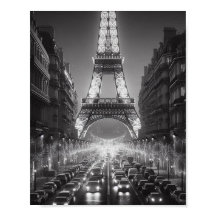 Paris Eiffel Torn Black and White Travel Poster