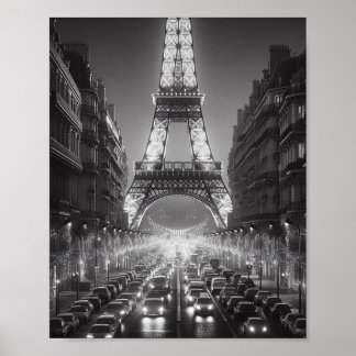Paris Eiffel Torn Black and White Travel Poster