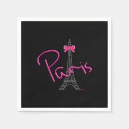 Paris Eiffel Torn, Black Standard Cocktail Napkin Pappersservett
