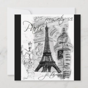 Paris Eiffel Torn Black & White Collage