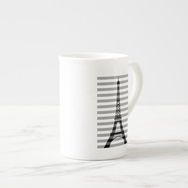 Paris Eiffel Torn Black White Rand Benporslin Mugg (Framsida höger)