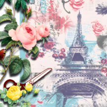 Paris Eiffel Torn Blommigt Tissue Paper
