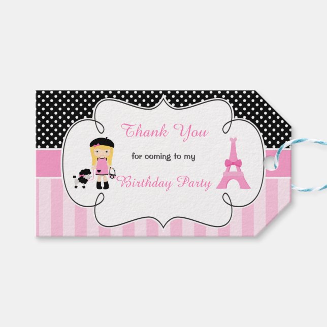 Paris Eiffel Torn Blonde Girl Presentetikett (Framsidan (Horisontell))