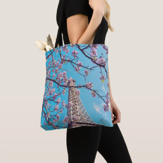 Paris Eiffel Torn Blooms i Springtime Tote Bag Tygkasse