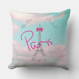 Paris, Eiffel Torn Bonjour Fransk Modern Kudde