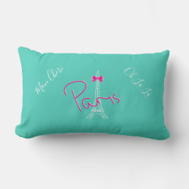 Paris, Eiffel Torn Bow Fransk Modern turkos Lumbarkudde