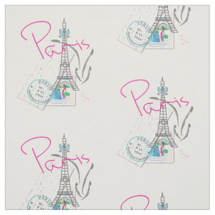 Paris, Eiffel Torn, Brev, Frimärke Mönster Tyg