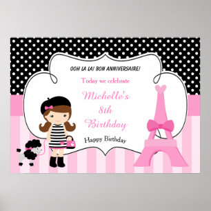 Paris Eiffel Torn Brunette Girl Poster