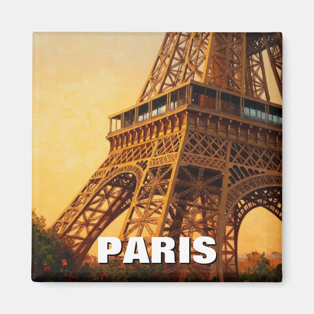 Paris Eiffel Torn Cafes vykort Magnet (Framsidan)