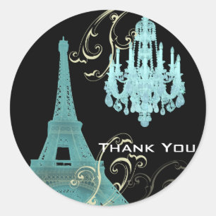 Paris Eiffel Torn Chandelier vintage bröllop Runt Klistermärke