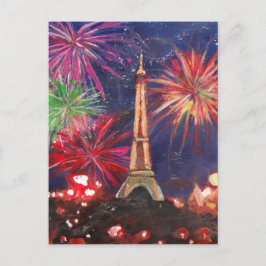 Paris Eiffel Torn City Kärlek med Silvester New Vykort