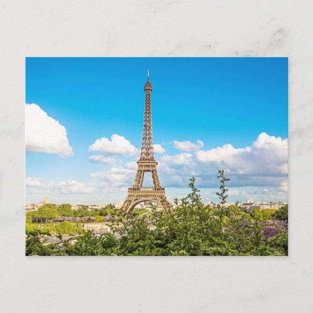 Paris Eiffel Torn Cloud Photo Postcard Vykort (Framsida)