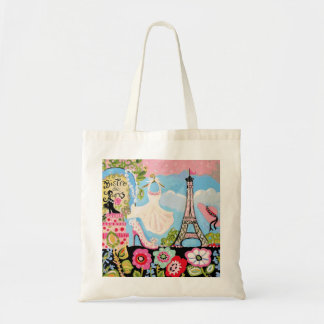 Paris Eiffel Torn Collage Bag Tygkasse