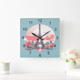 Paris Eiffel Torn Design Clock Fyrkantig Klocka