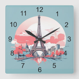 Paris Eiffel Torn Design Clock Fyrkantig Klocka